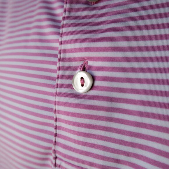 Peter Millar Summer Comfort Pink Striped K Club Polo (L) ⛳️ - Picture 3 of 8